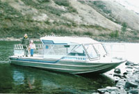 Stay warm and dry inside the cab of an Aluminum Jet Boat!